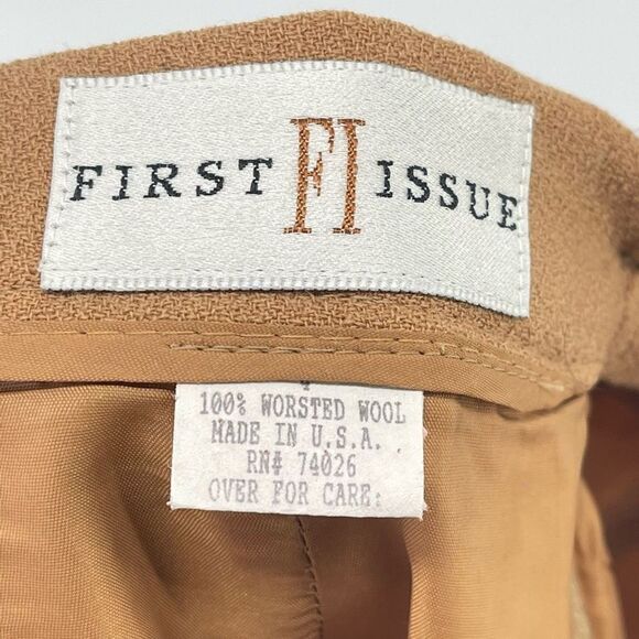 Vintage First Issue wool skirt pockets gold tan EUC small retro - Picture 8 of 11